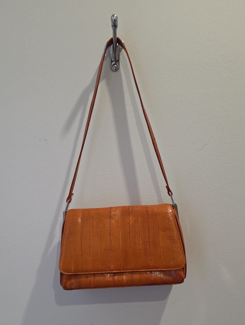 Vintage Orange Eel Skin Lee Sands Shoulder Bag